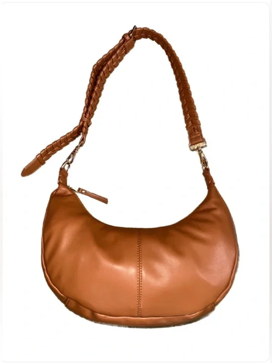 Antik Kraft Tan Braided-Handle Crescent Shoulder Bag - Picture 2 of 8